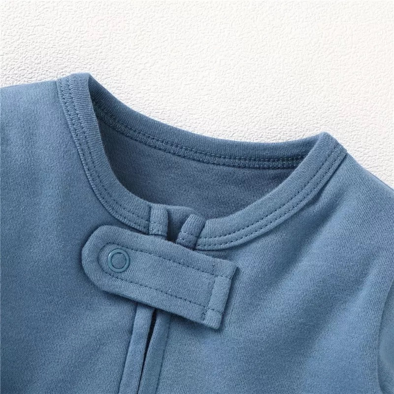 Organic Cotton Onesie 0-24M Baby Bodysuit Sleepers Footed Anit-slip Two Way Zipper Long Sleeve
